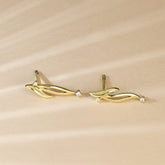 Plant Leaf with Zircon Silver Studs Earrings for Women